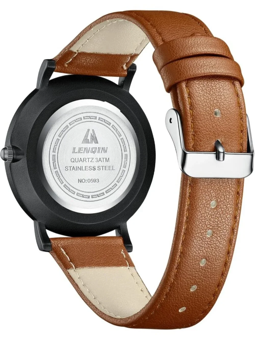 Men Brown And Blue Classic Waterproof Stainless Steel Analog Quartz Luxury Watch